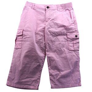 Lee Women Cargo Capri Pants Size 8 Medium Widde Leg Outdoors Casual Pink Classic